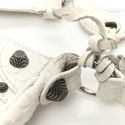 Balenciaga Extra Supple Calfskin Crocodile Embossed Le Cagole Shoulder Bag XS White 16 of 16