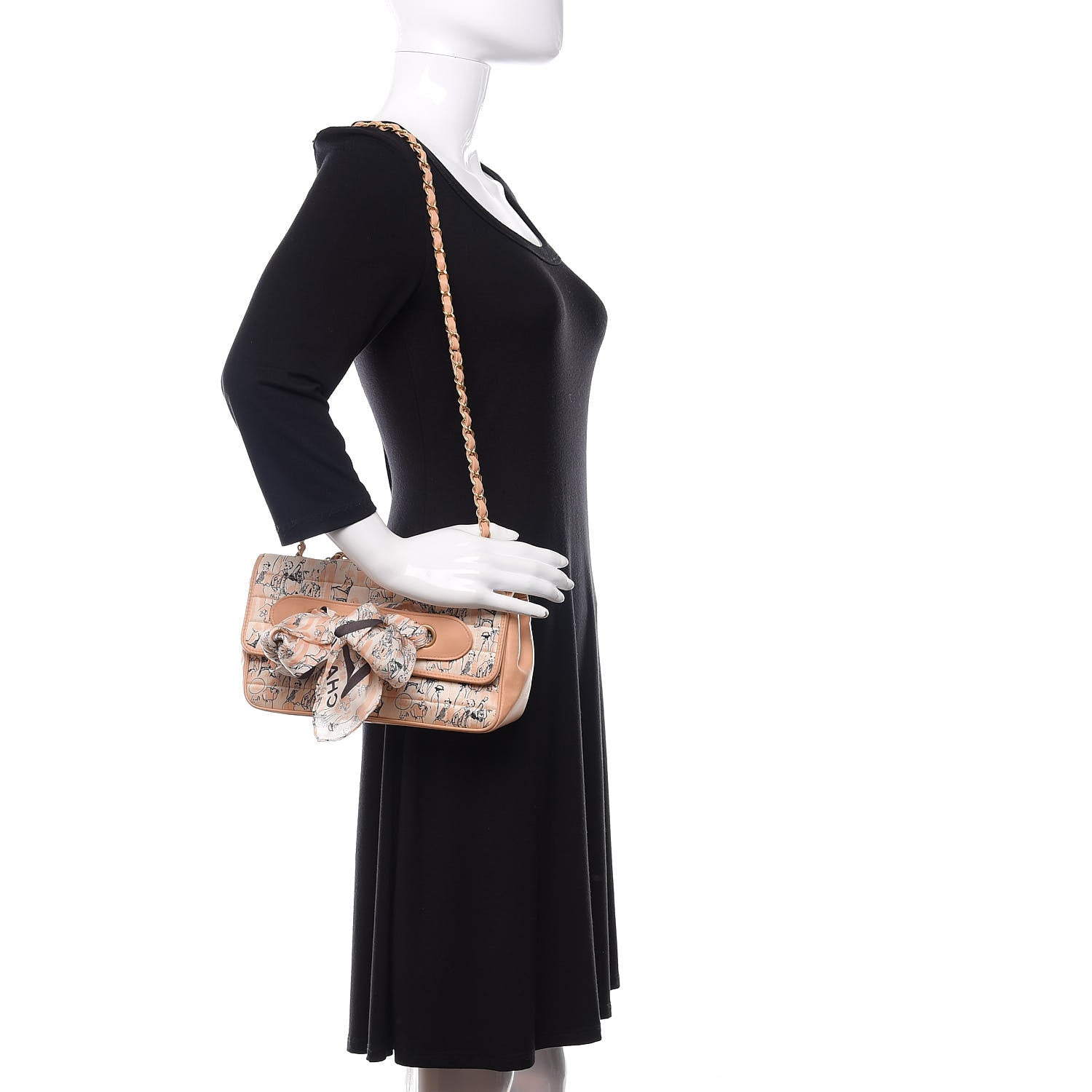 Chanel Silk Lambskin Coco Mademoiselle Scarf Flap Bag Beige 2 of 11