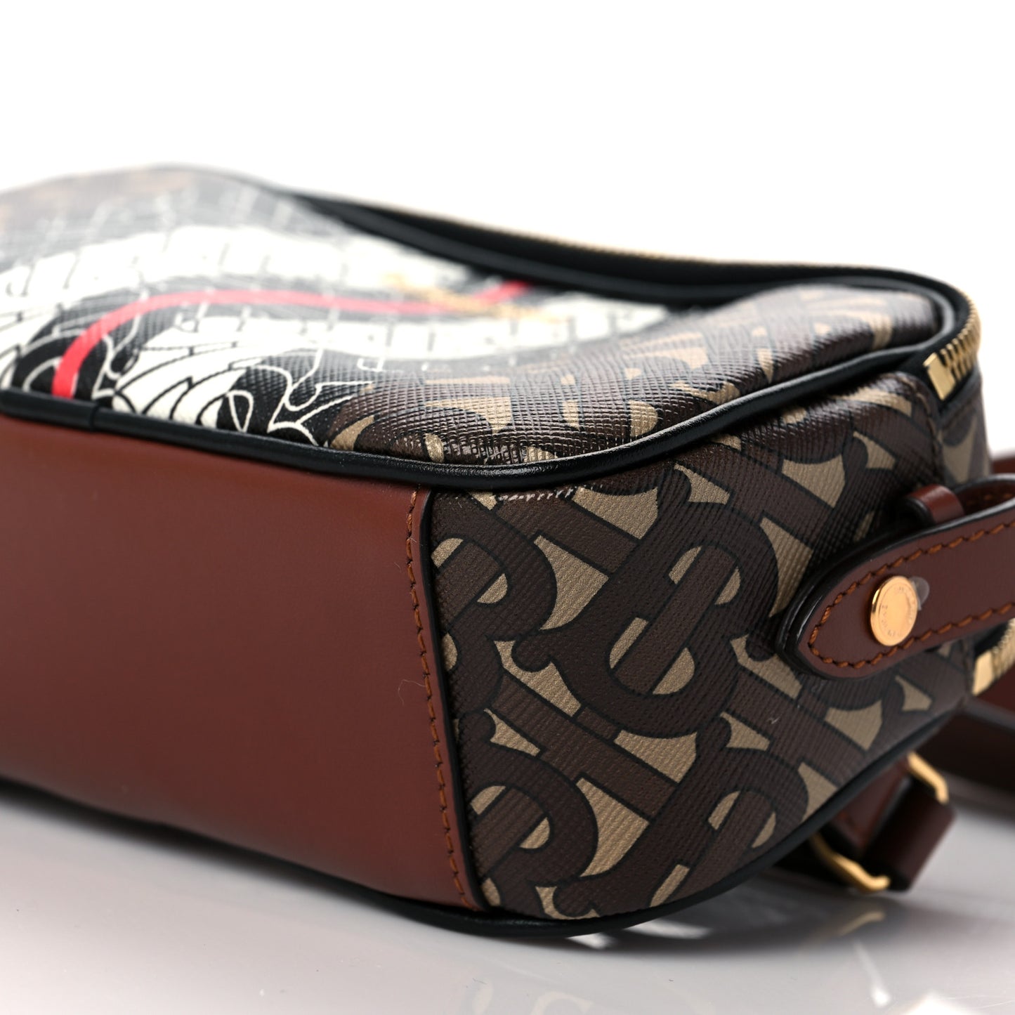 E-Canvas Monogram Stripe Micro Camera Bag Bridle Brown