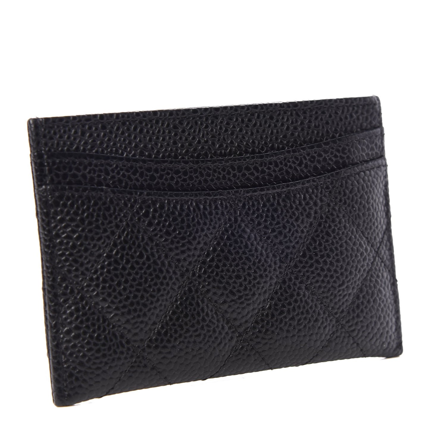 Caviar Quilted Card Holder Black