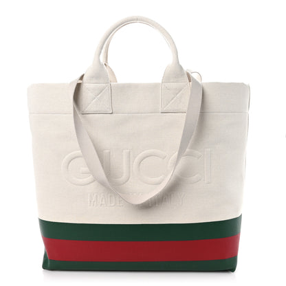 Gucci Canvas Logo Embossed Ophidia Tote Beige 1 of 10