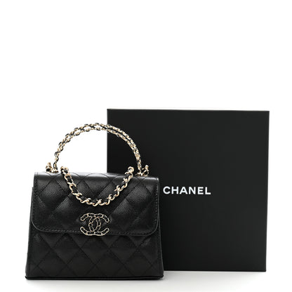 Chanel Caviar Quilted Double Chain Top Handle Flap With Chain Black 12 of 12