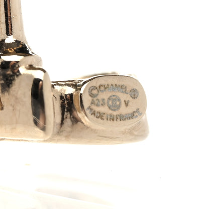 Chanel Metal Crystal Coco Script CC Climber Earrings Gold 4 of 5