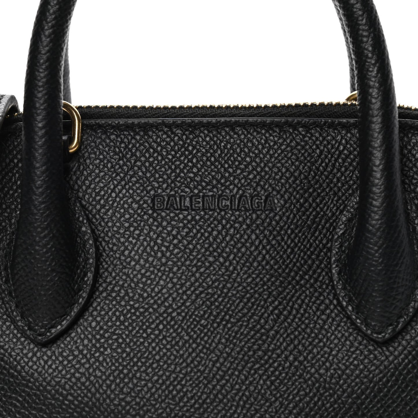 Signature Grained Calfskin XXS Ville Top Handle Bag Black White
