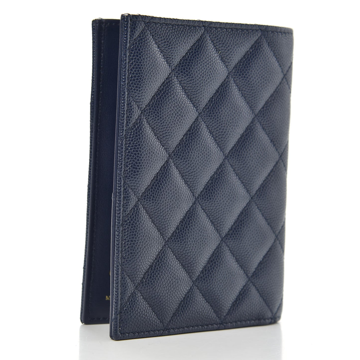 Caviar Quilted Passport Holder Navy Blue