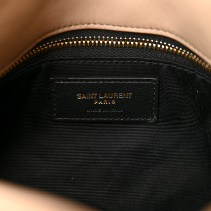 Saint Laurent Lambskin Quilted Small Loulou Puffer Monogram Chain Satchel Dark Beige 6 of 12