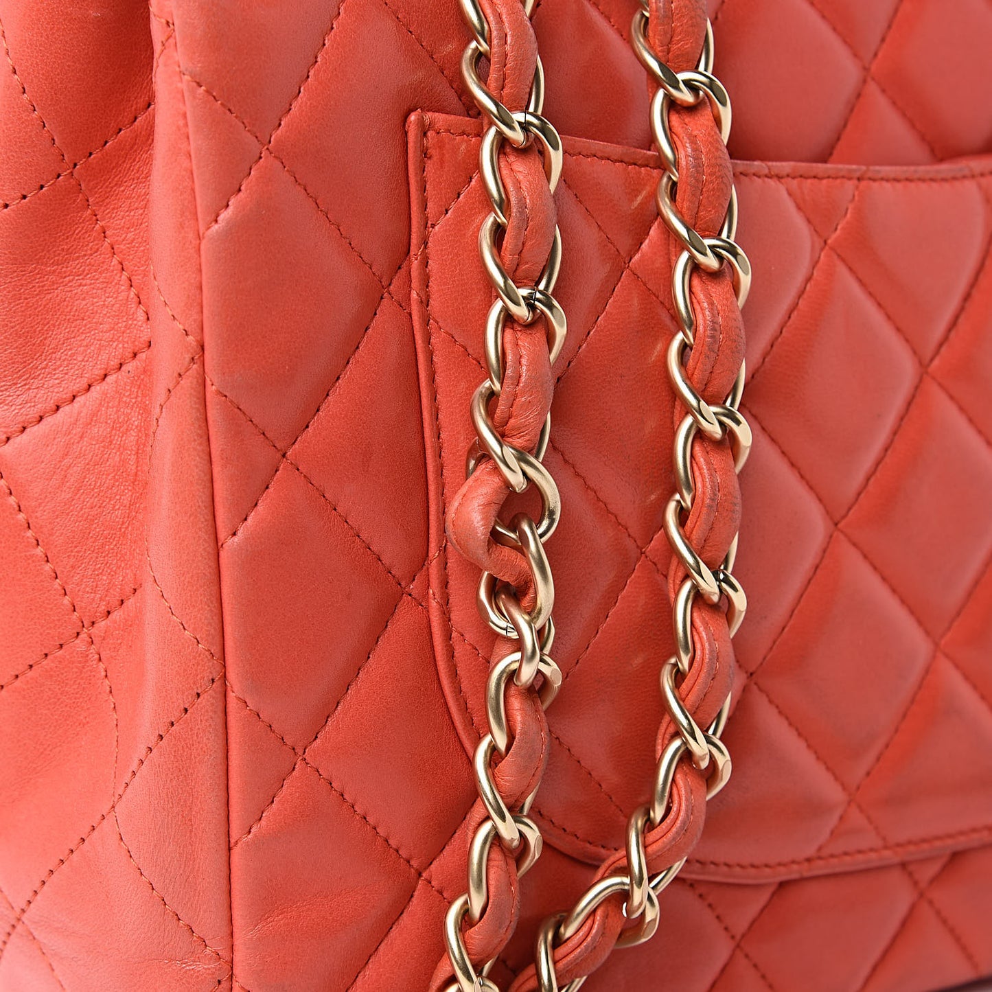 Lambskin Quilted Jumbo Single Flap Coral