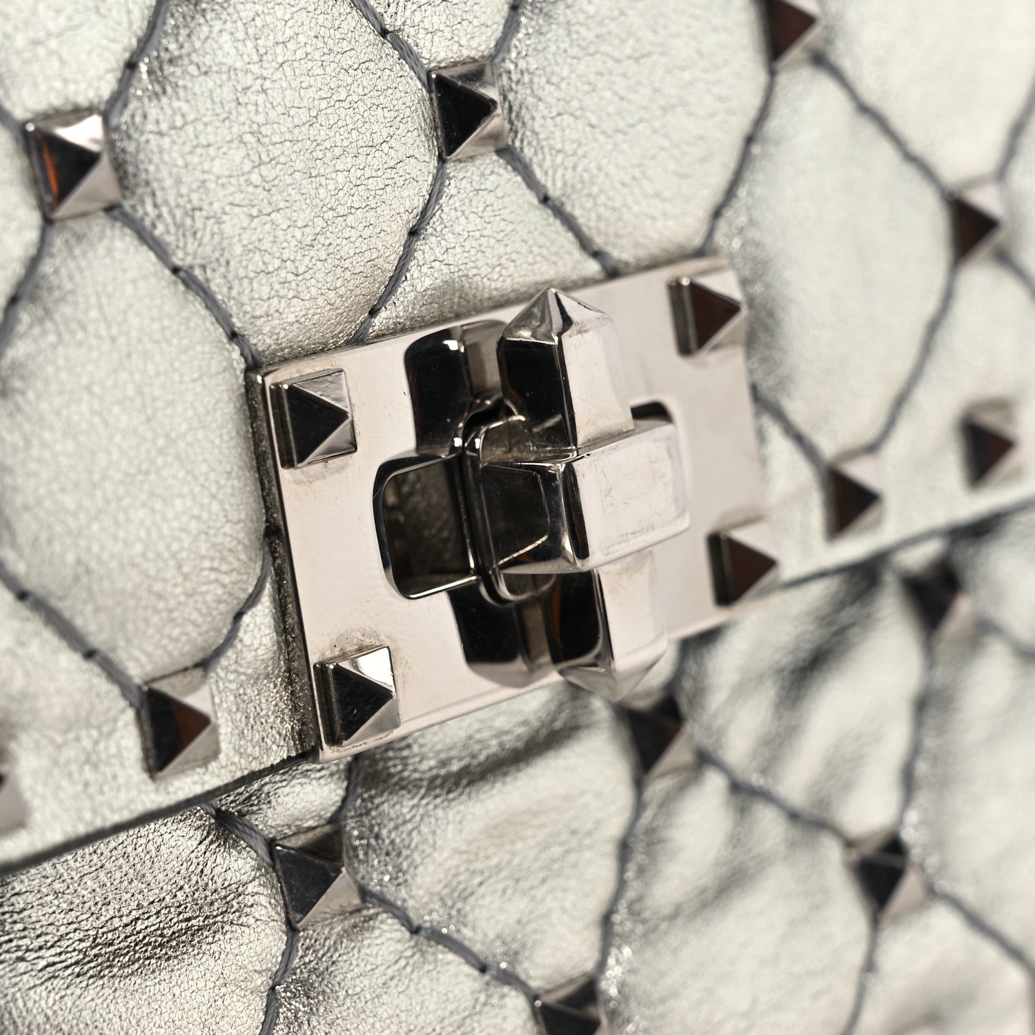Valentino Garavani Metallic Nappa Small Rockstud Spike Shoulder Bag Silver 11 of 13