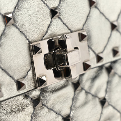 Valentino Garavani Metallic Nappa Small Rockstud Spike Shoulder Bag Silver 11 of 13