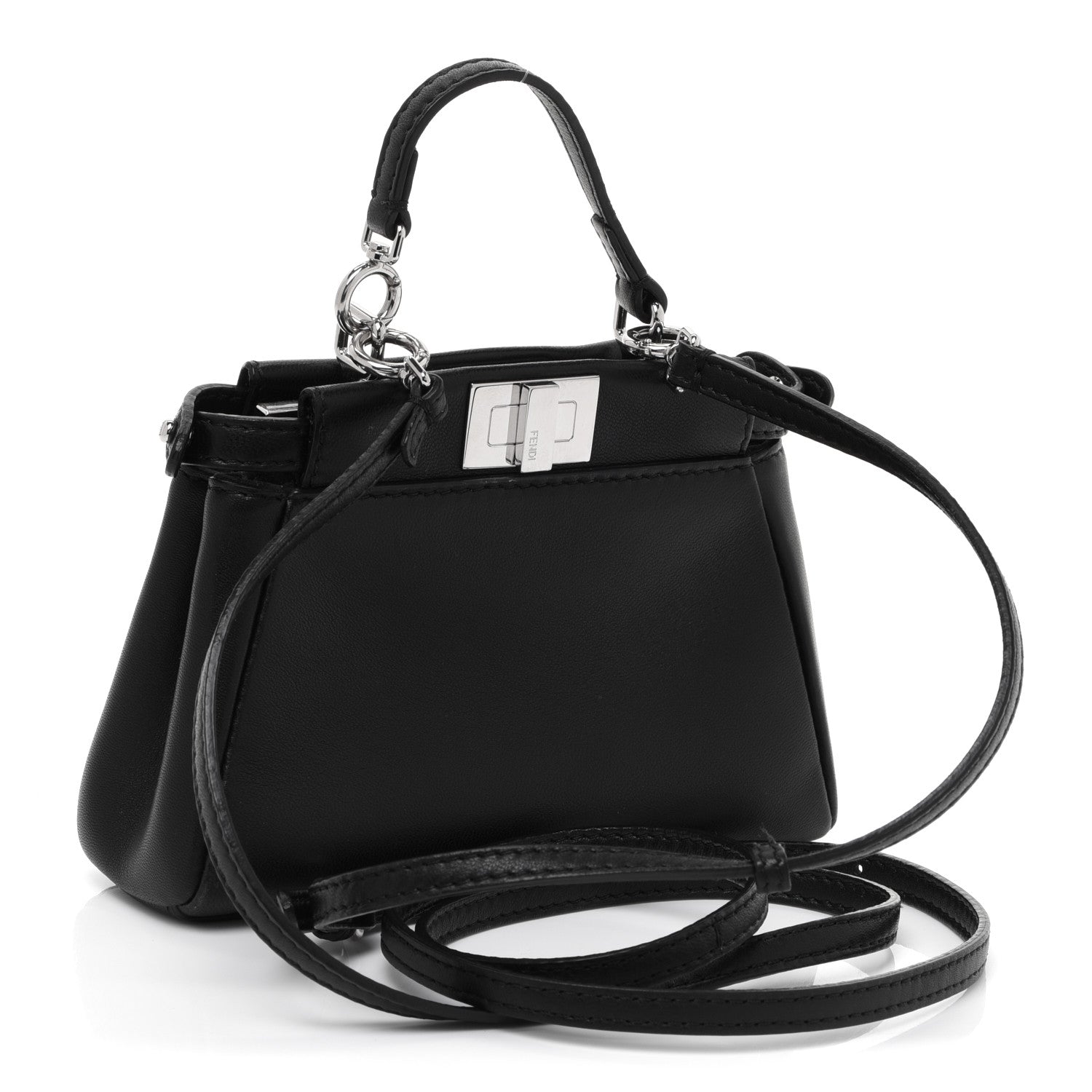 Fendi Nappa Crystal Flowerland Micro Peekaboo Iconic Satchel Black 2 of 11