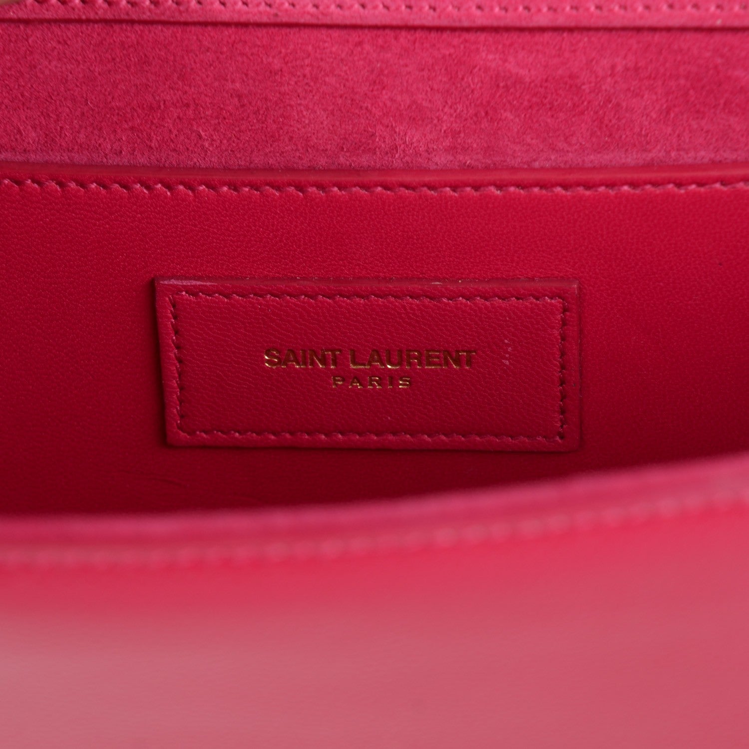 Saint Laurent Textured Patent Medium Classic Monogram Clutch Fuchsia 9 of 11