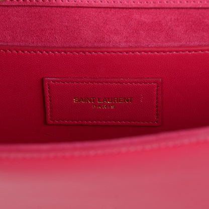 Saint Laurent Textured Patent Medium Classic Monogram Clutch Fuchsia 9 of 11