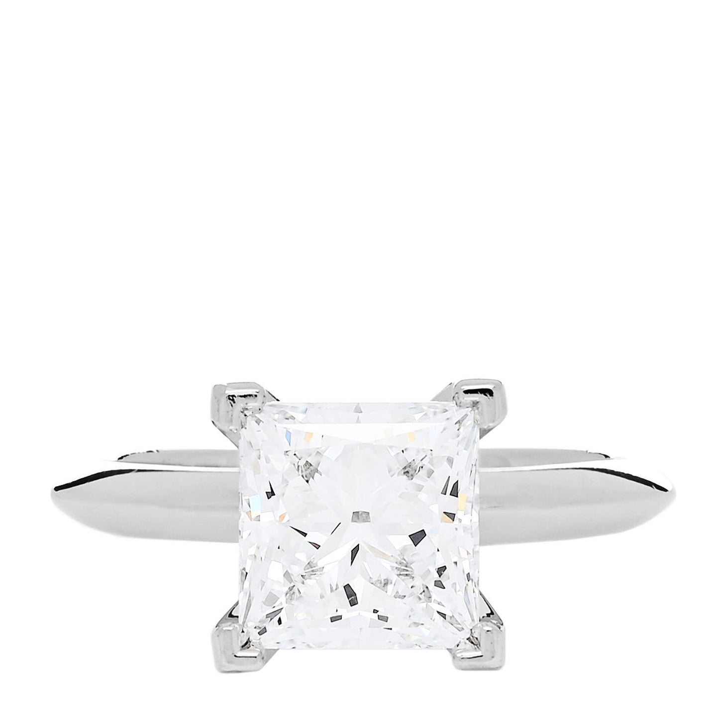 Platinum Diamond 2.08ct Princess Cut Solitaire Engagement Ring 48 4.5