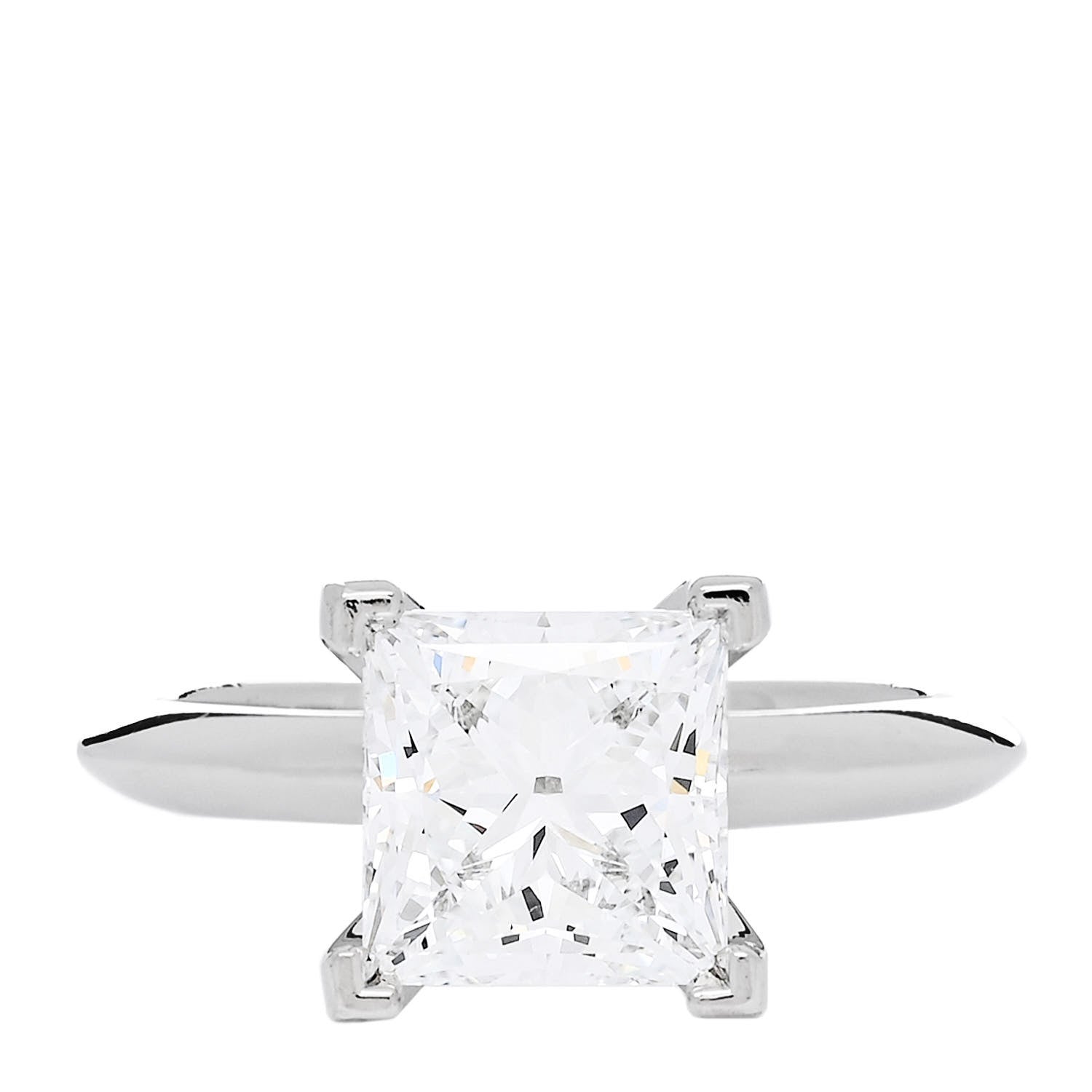 Tiffany Platinum Diamond 2.08ct Princess Cut Solitaire Engagement Ring 48 4.5 1 of 7