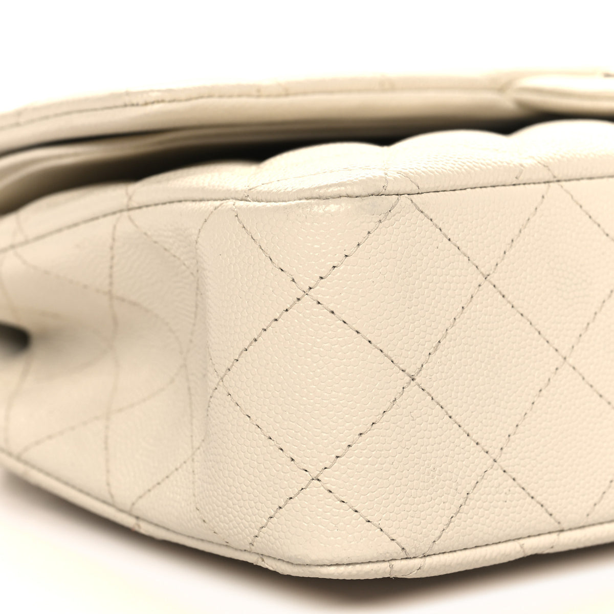 Caviar Quilted Medium Double Flap White