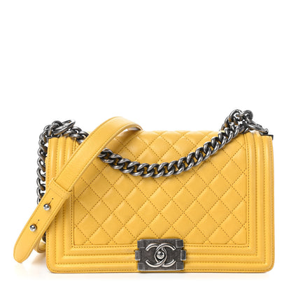 Chanel Calfskin Quilted Medium Boy Flap Yellow 1 of 10