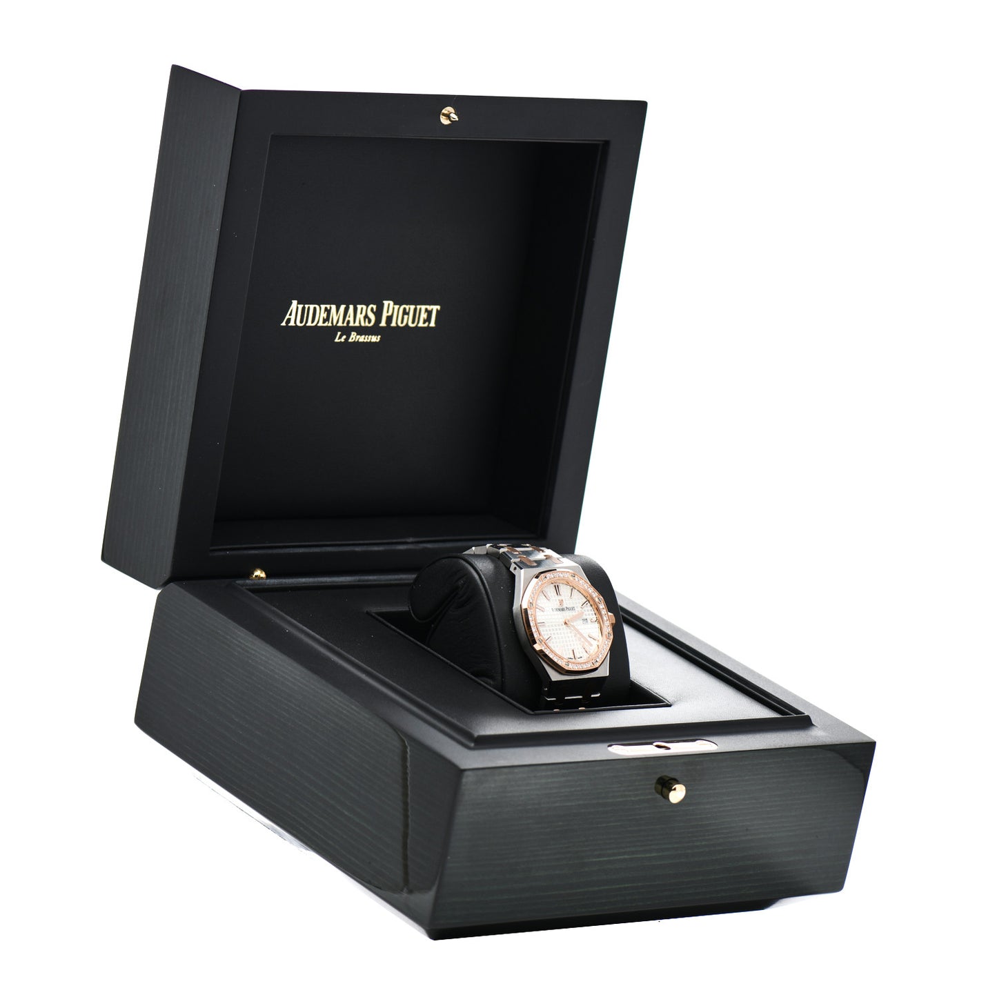 Stainless Steel 18K Rose Gold Diamond 33mm Royal Oak Quartz Watch White 67651SR.ZZ.1261SR.01