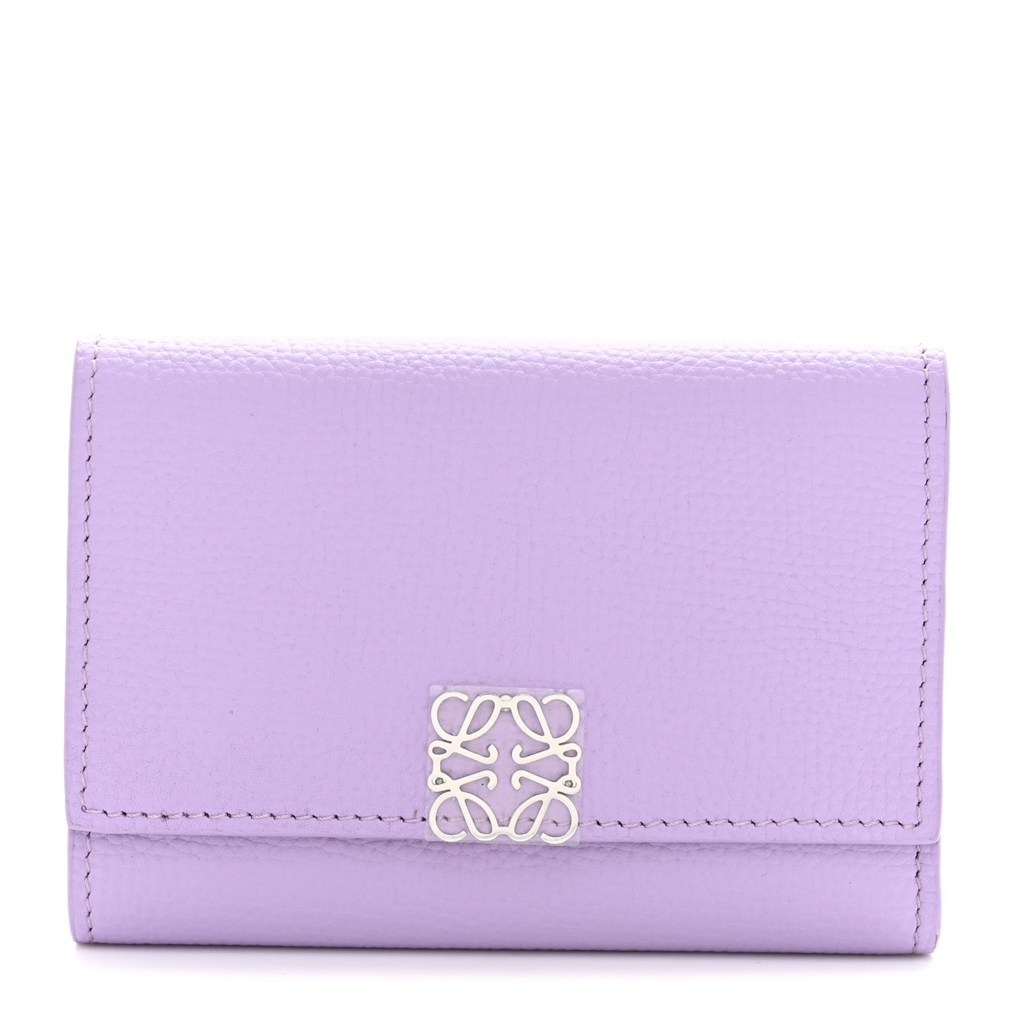 Pebble Grain Calfskin Anagram Small Vertical Wallet Light Mauve