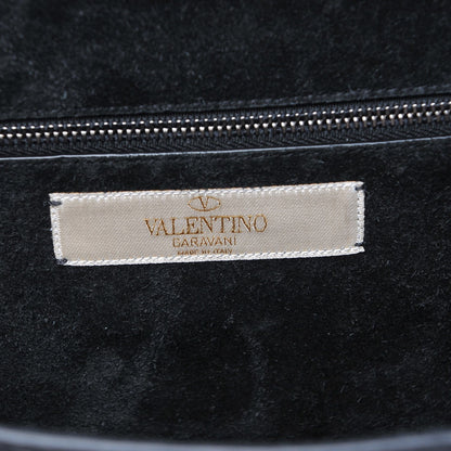 Valentino Garavani Pebbled Calfskin Medium Rockstud Rolling Glam Lock Rockstud Flap Black 7 of 8