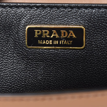 Prada City Calfskin Saffiano Cahier Bag Caramel Black 6 of 12
