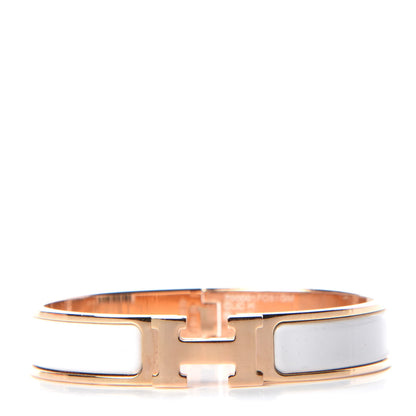 Hermes Enamel Narrow Clic Clac H Bracelet GM White 1 of 7