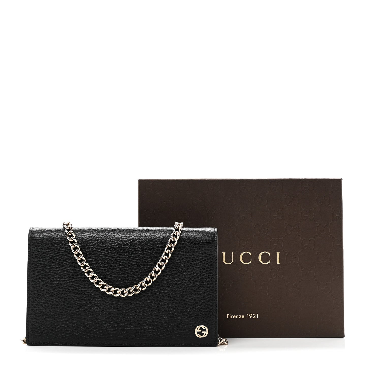 Dollar Calfskin Medium Betty Chain Wallet Black
