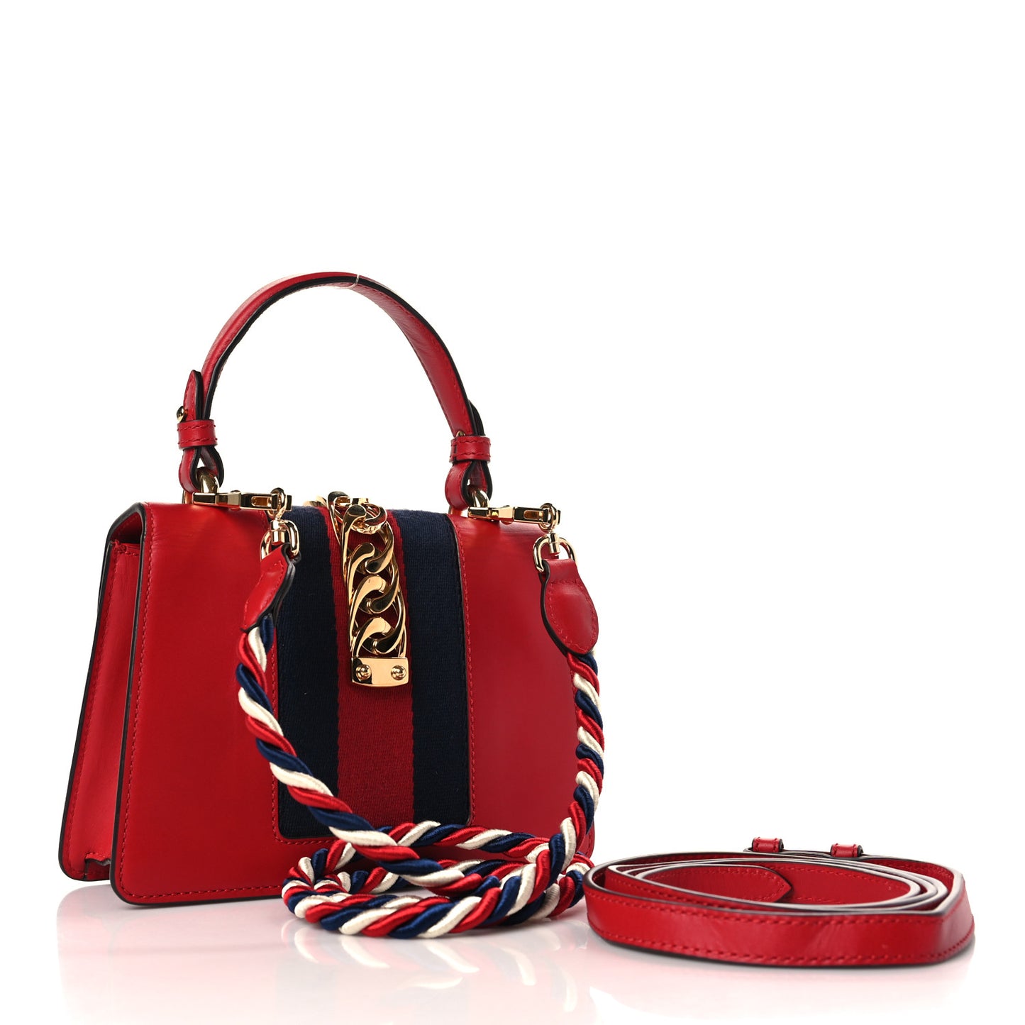Calfskin Mini Sylvie Top Handle Bag Hibiscus Red