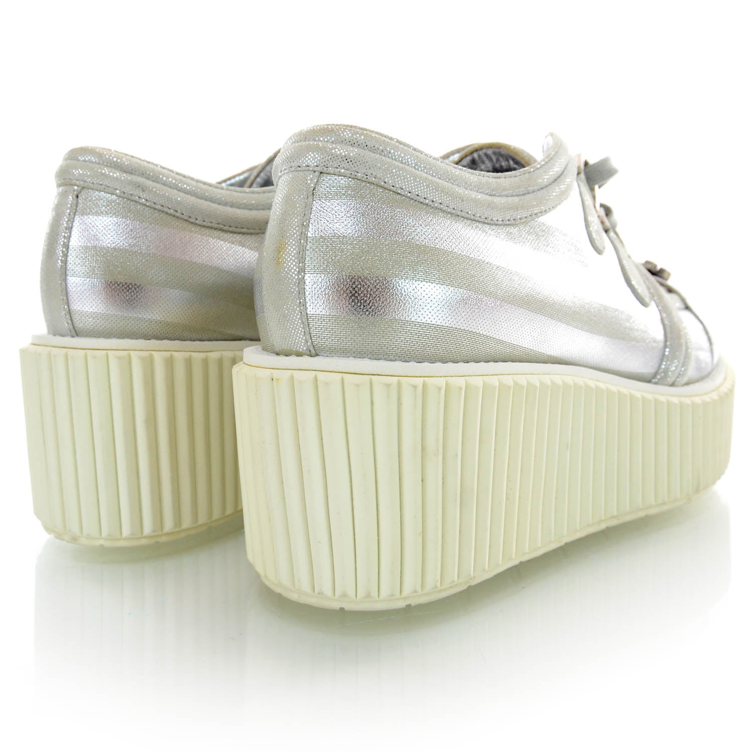 Chanel Lame Creeper Sneakers 38 Silver Stripe 3 of 6