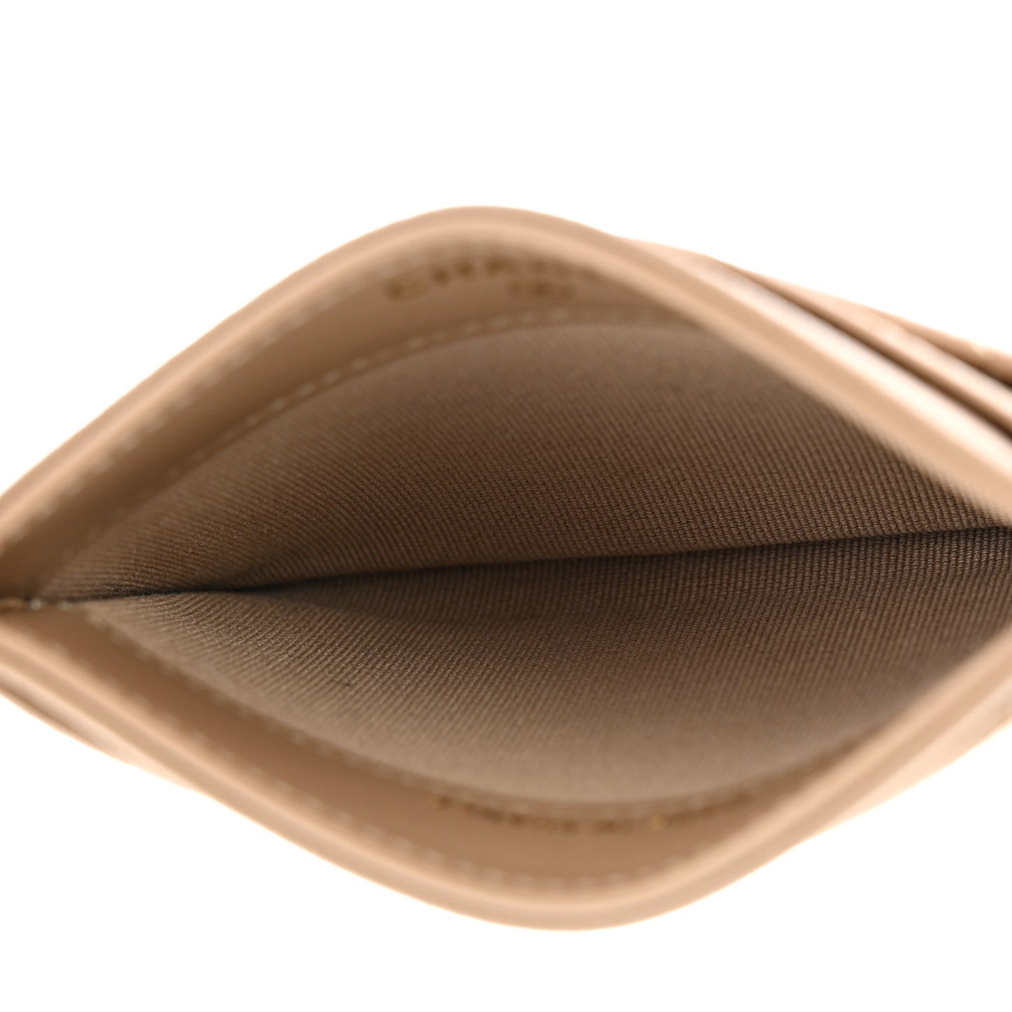 Caviar Quilted Card Holder Dark Beige