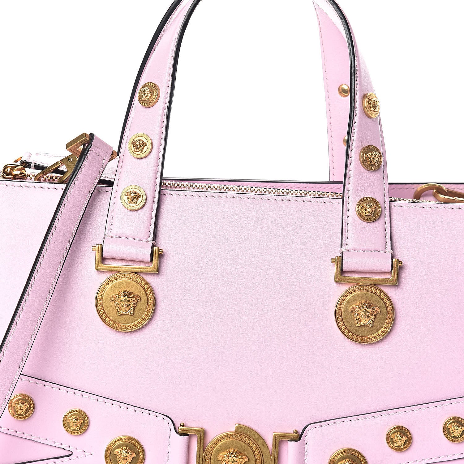 Versace Calfskin Medusa Stud Tribute Tote Pink 7 of 9