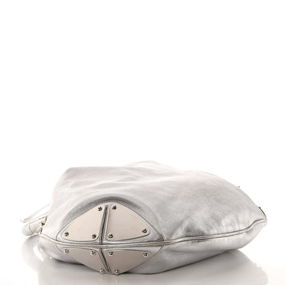 Gucci Metallic Calfskin Large Indy Top Handle Hobo Silver 6 of 21