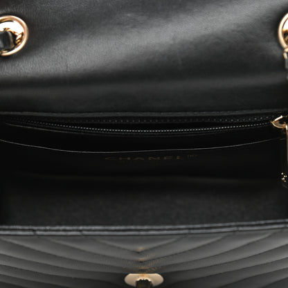 Chanel Lambskin Chevron Quilted Mini Square Flap Black 5 of 12