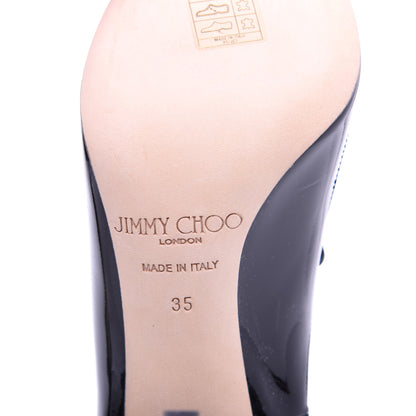 Jimmy Choo Patent Lace Up Vita 100 Pumps 35 Black 7 of 10