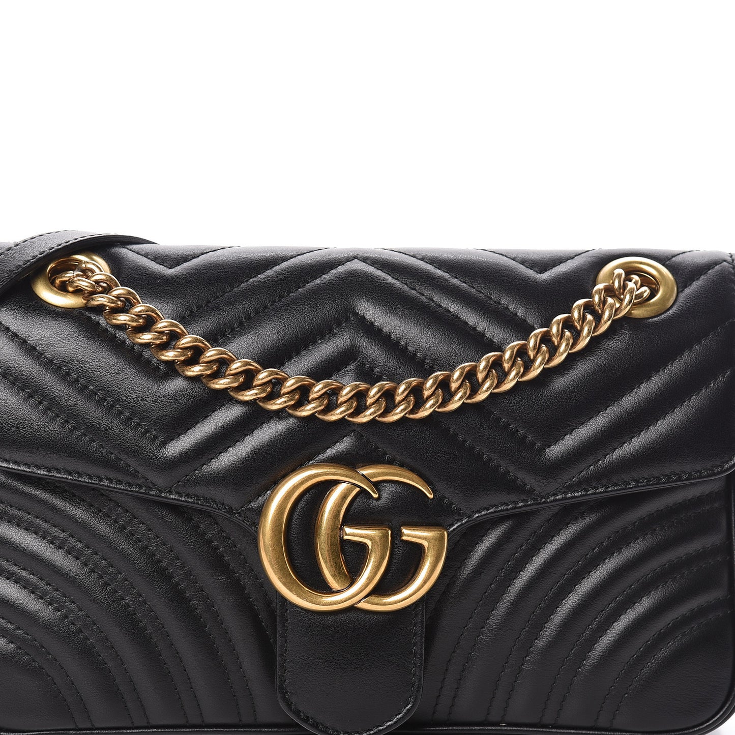 Calfskin Matelasse Small GG Marmont Shoulder Bag Black