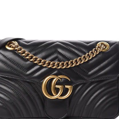 Gucci Calfskin Matelasse Small GG Marmont Shoulder Bag Black 8 of 10