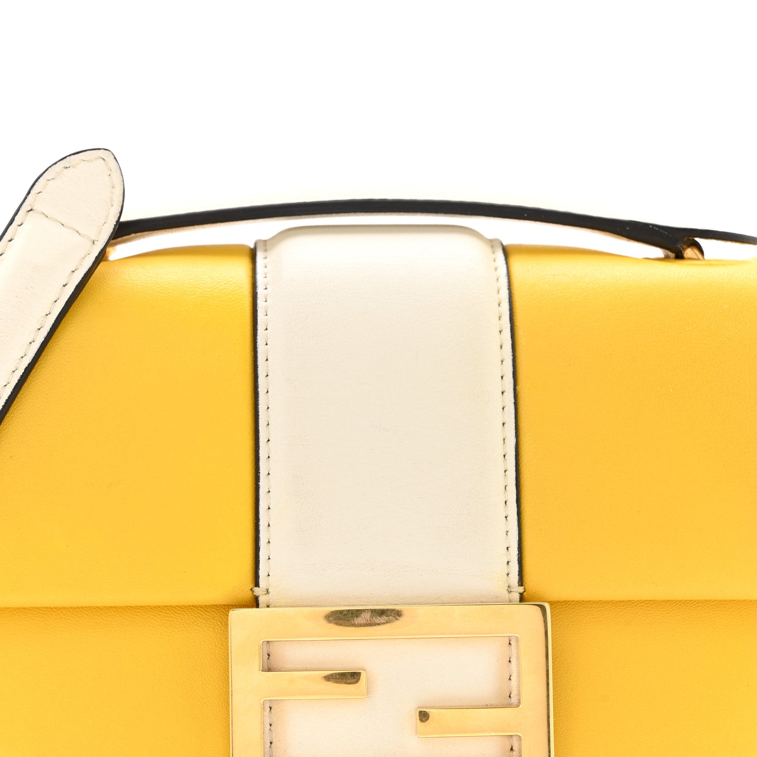Fendi Nappa Apolo Bi-Color Mini Chain Baguette Limone White Ice 9 of 15