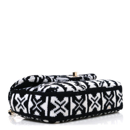 Chanel Cashmere Knit Coco Neige Flap Black White 4 of 10