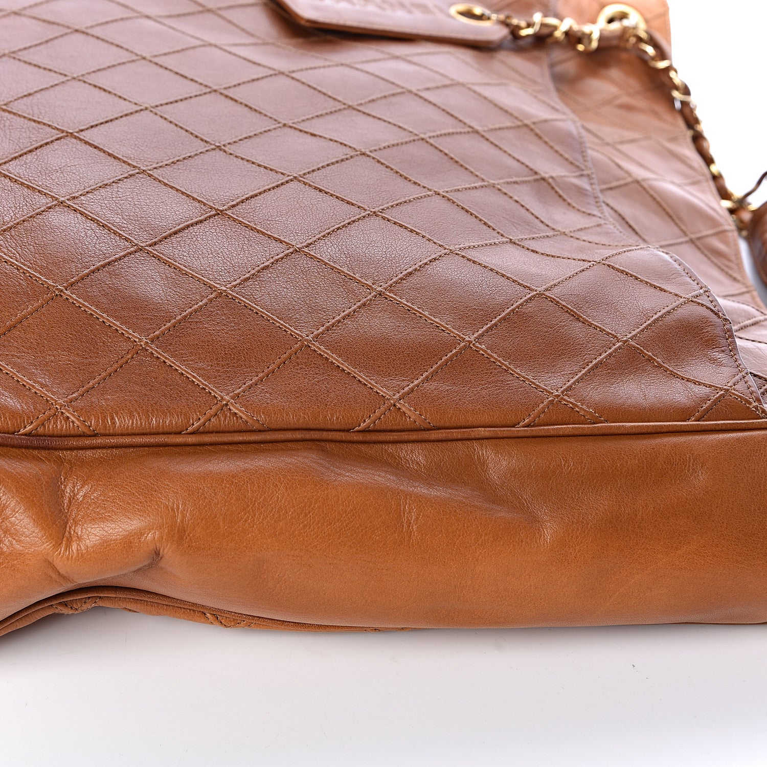 Chanel Lambskin Diamond Embossed Shopping Tote Brown 14 of 19