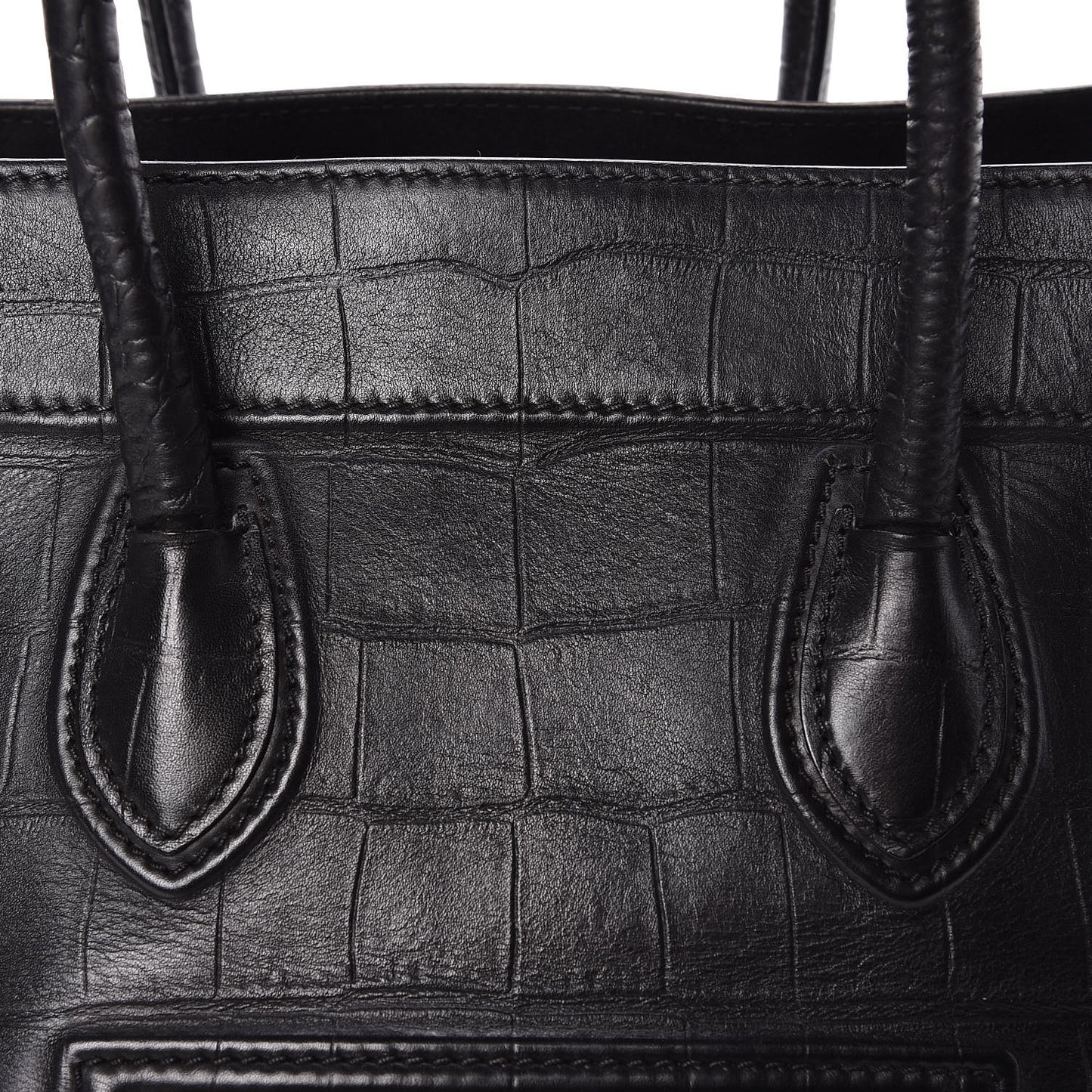 Crocodile Embossed Calfskin Medium Phantom Luggage Black