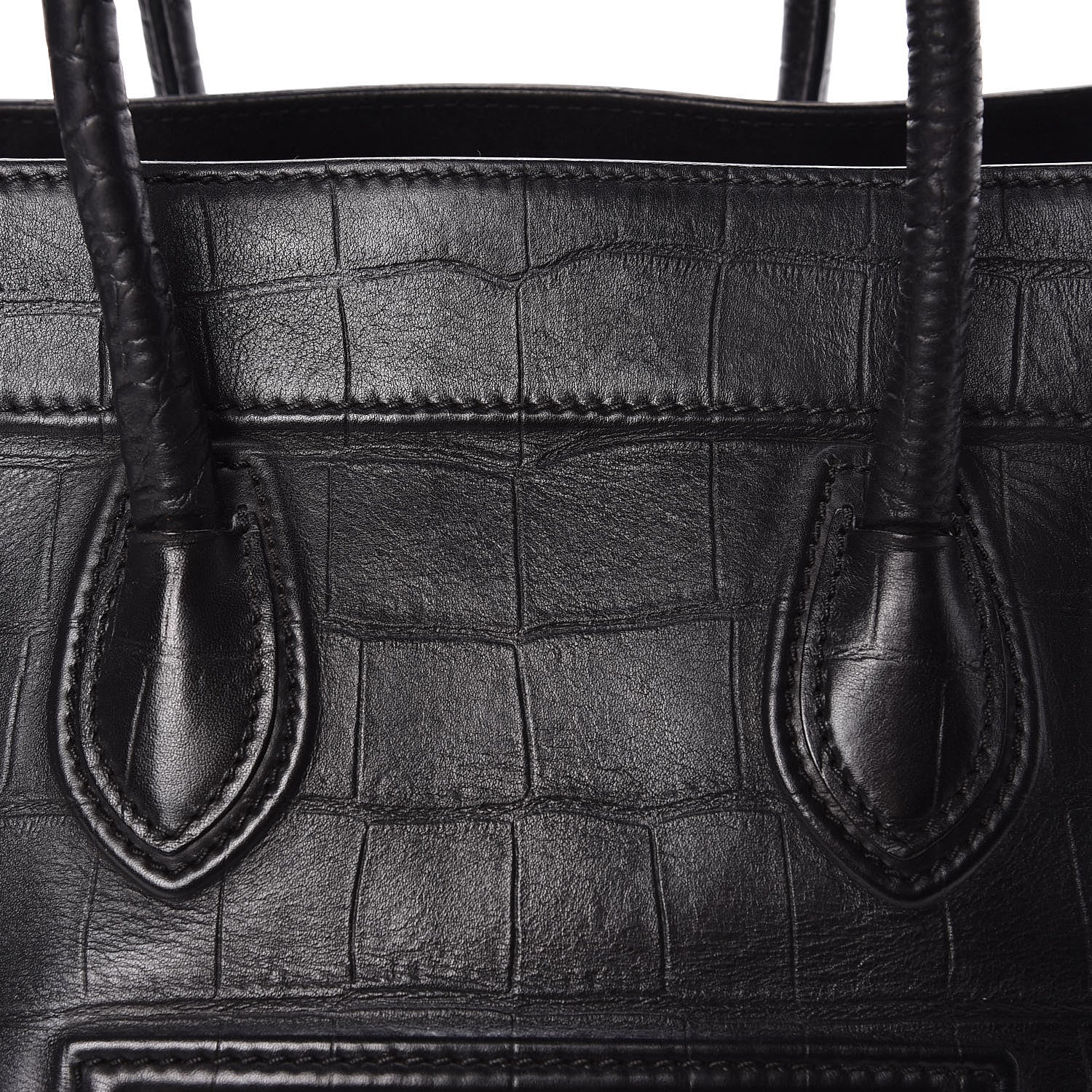 Celine Crocodile Embossed Calfskin Medium Phantom Luggage Black 12 of 17