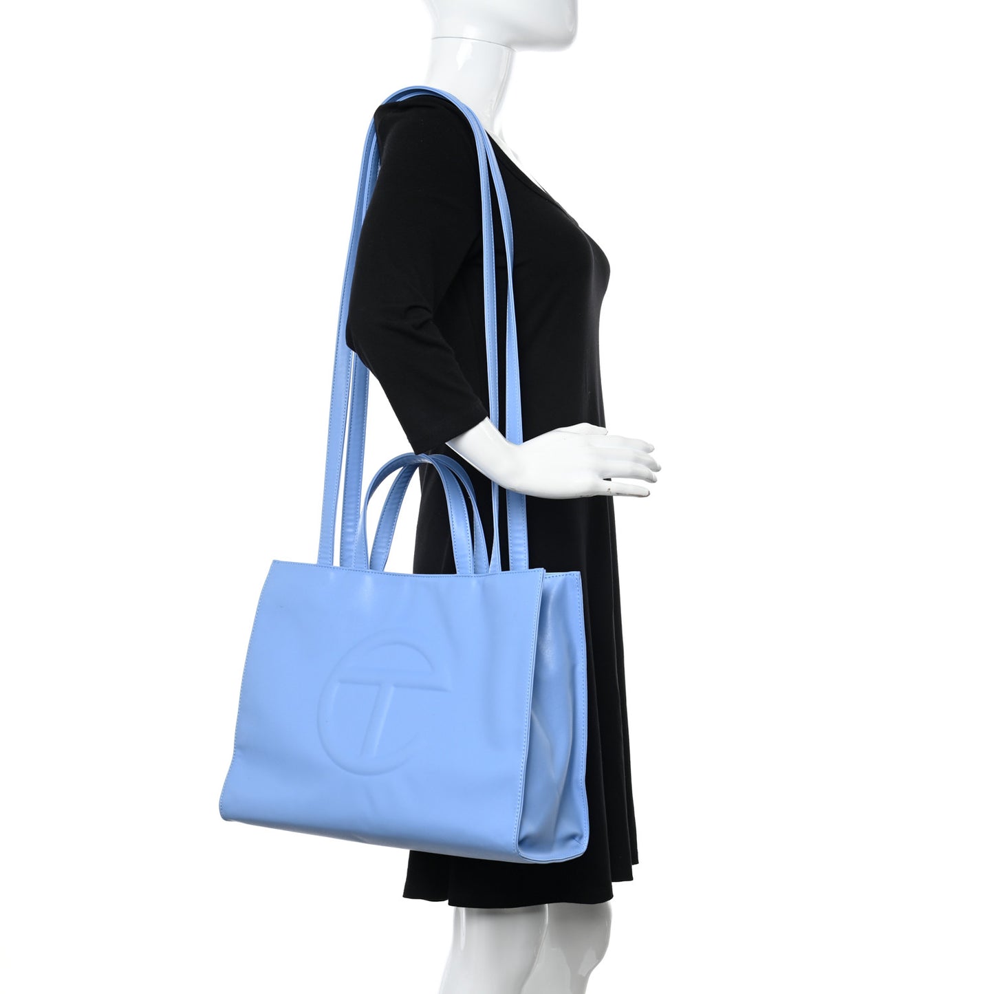 Vegan Leather Medium Shopping Bag Cerulean