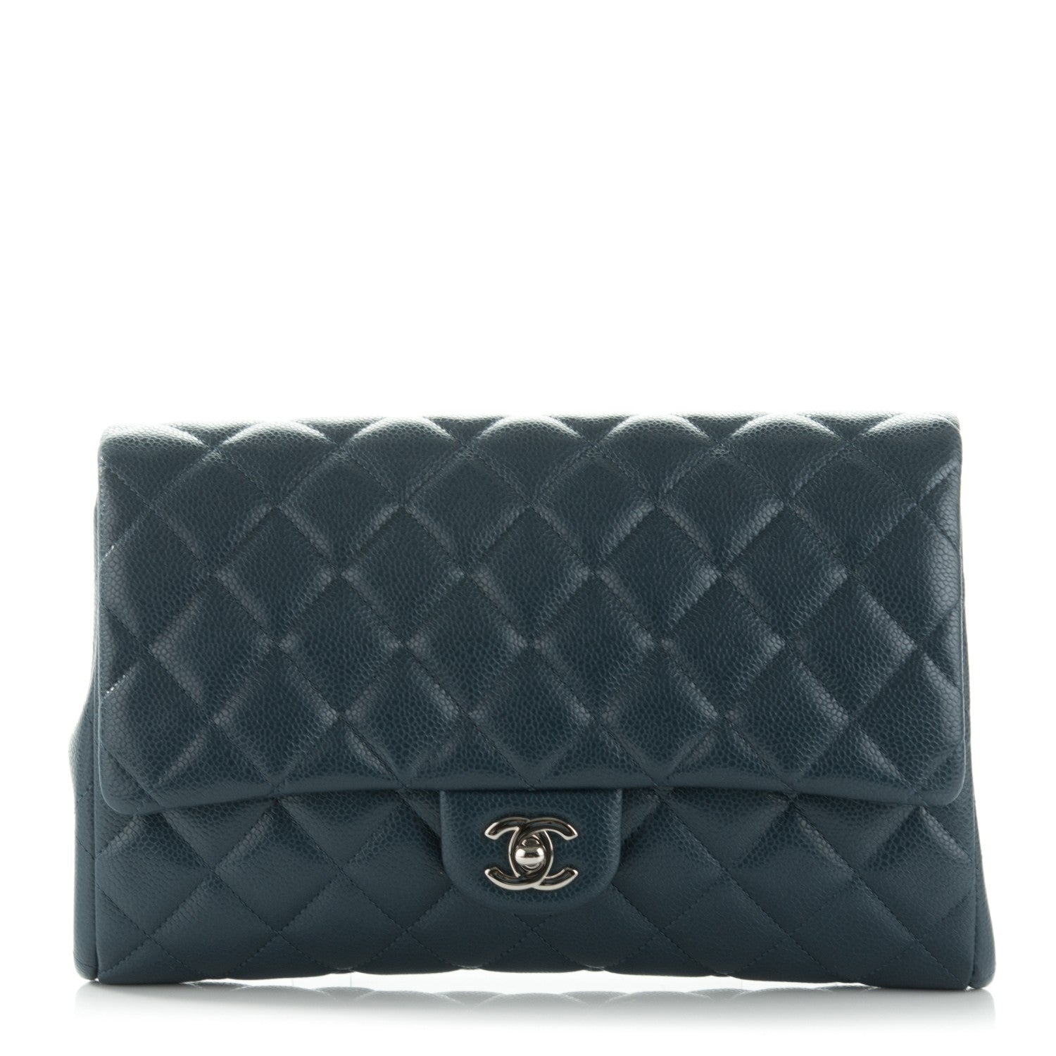 Chanel Caviar Quilted Clutch With Chain Flap Blue 1 of 8
