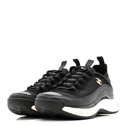 Chanel Velvet Calfskin Mixed Fibers CC Sneakers 38 Black 4 of 12