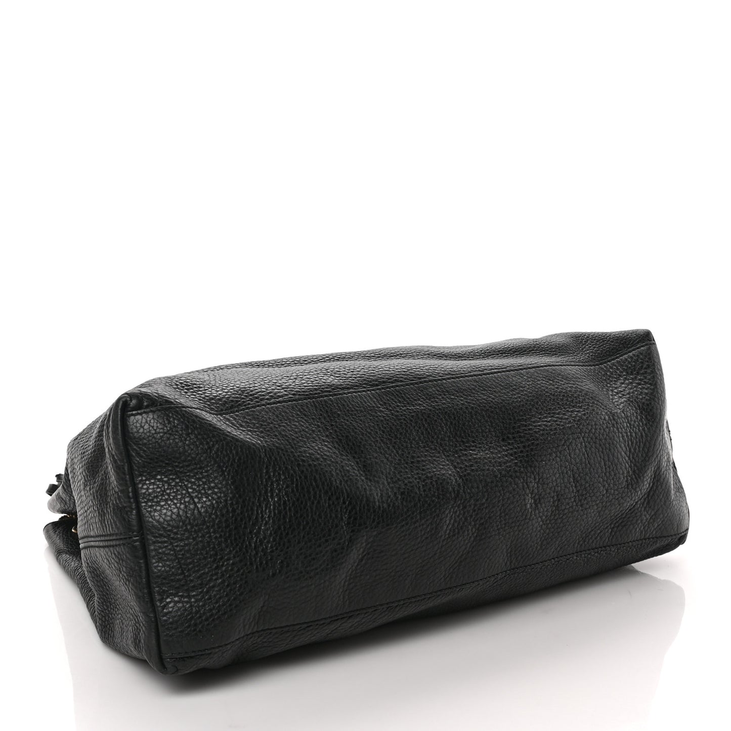 Pebbled Calfskin Large Soho Chain Shoulder Bag Black