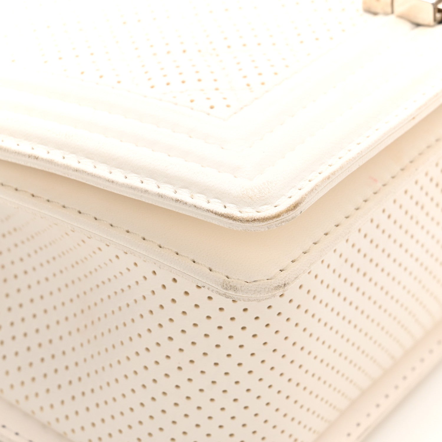Chanel Lambskin Perforated Medium Boy Flap White 16 of 20