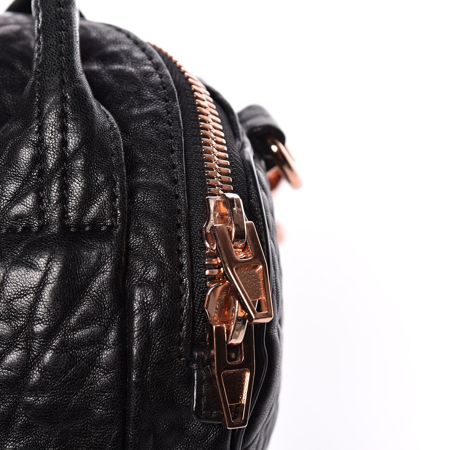 Pebbled Lambskin Mini Rockie Black Rose Gold Hardware