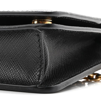 Prada Saffiano Metal Phone Wristlet Crossbody Wallet Black 9 of 9