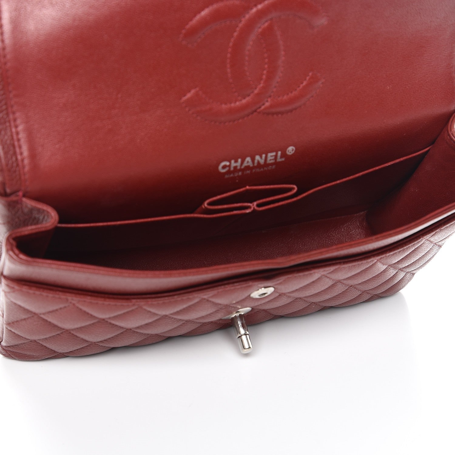 Chanel Caviar Quilted Medium Double Flap Dark Red 6 of 11