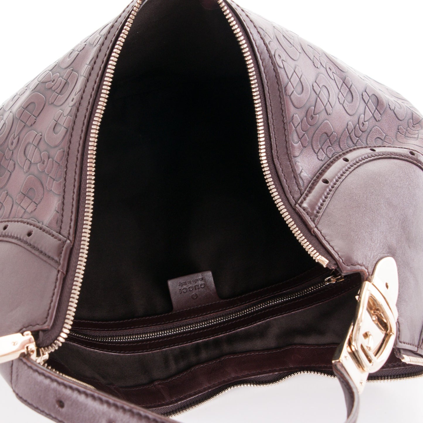 Calfskin Horsebit Embossed Glam Hobo Burgundy