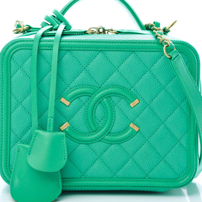 Chanel Caviar Quilted Medium CC Filigree Vanity Case Green 9 of 16